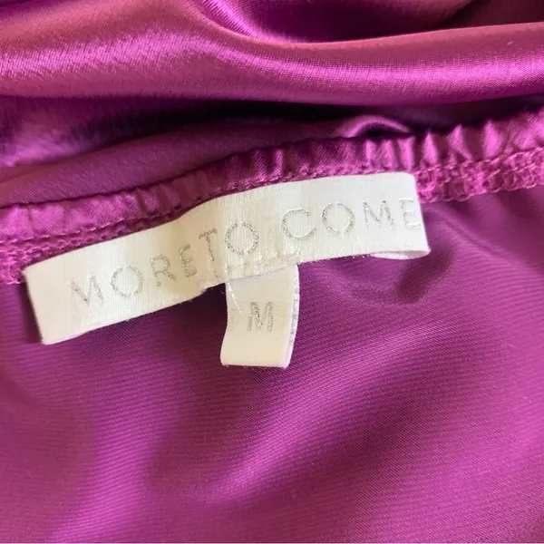 More To Come Satin Halter Mini Dress Cowl Neck‎ Party Cocktail Slip M - Image 3