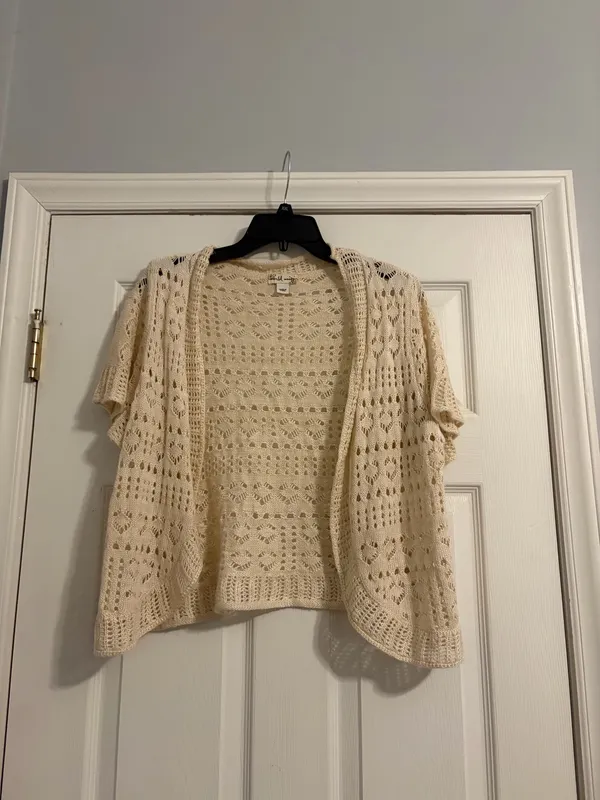 Cute cropped cardigan with short sleeves White Size L - Image 2