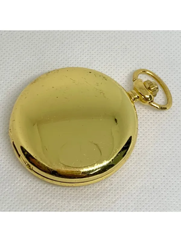 Joy & iman gold tone pocket watch red dial quartz analog 46mm running - Image 3