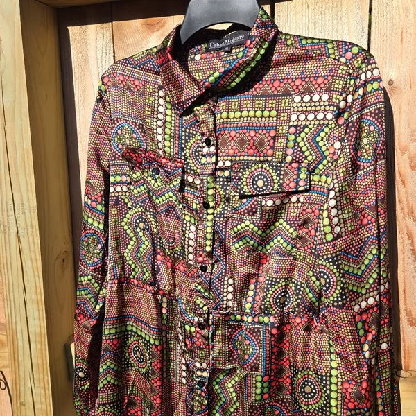 NWOT Urban Modesty Colorful Print Button Dress XL - Image 2