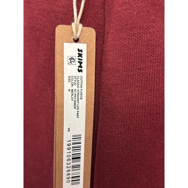 Skims Cotton Fleece Classic Straight Leg Pant Merlot medium new with tags - Image 10