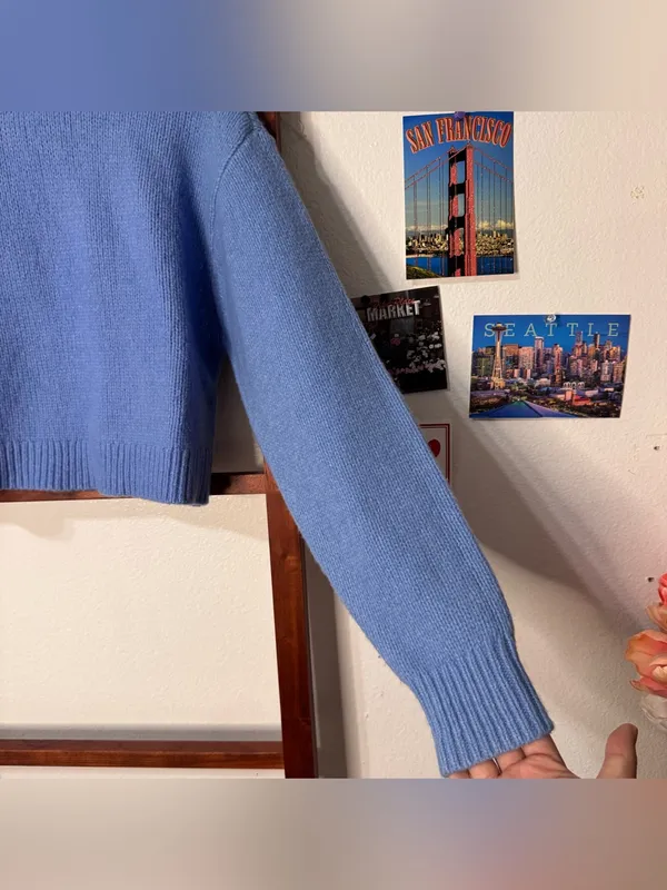 Aritzia Sunday Best Ribbed Turtleneck Crop Knit Sweater Bluebell Sweater - Image 5