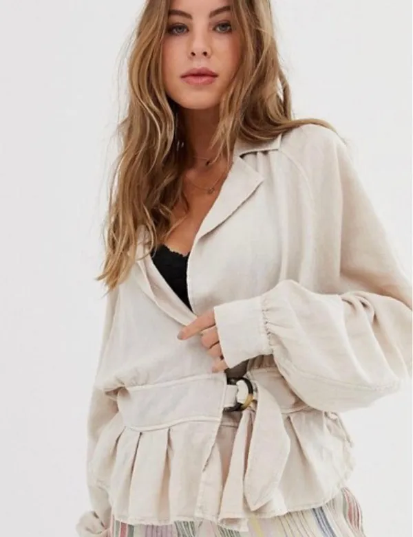 Free People Joani Jacket Belt Linen Blend Blazer - Image 4