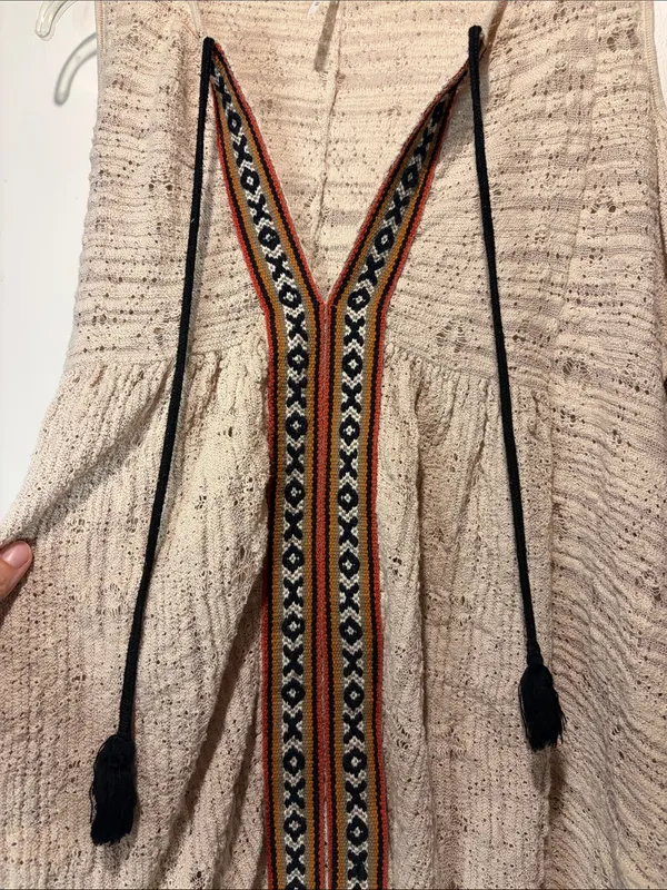 Free People “For The Love of Flowers Tunic” Top Textured Flare Sleeve Boho SZ M - Image 6