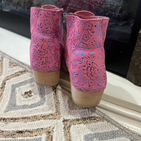 Hanna Andersson Size 36 Clog Boots Womens PINK BLUE ANKLE BOOTIES - Image 2