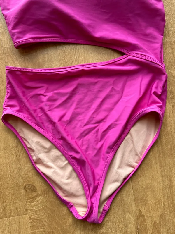 J. Crew Cutout One-Shoulder One-Piece Swimsuit, Fuchsia, Size Large - Image 6