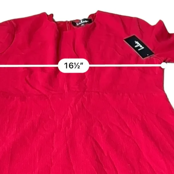 Lulus‎ Center of Attend Red Flounce 3/4 Bell Sleeve Mini Dress Size M - Image 10