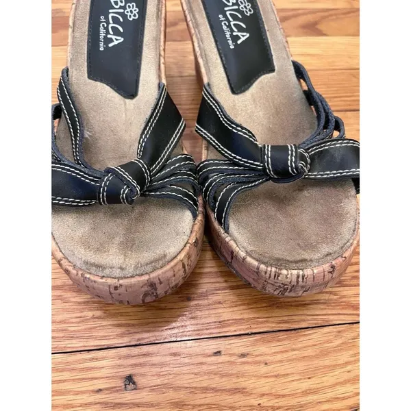Sbicca of California Black Knotted Cork Wedge Sandals Size 8 - Image 3