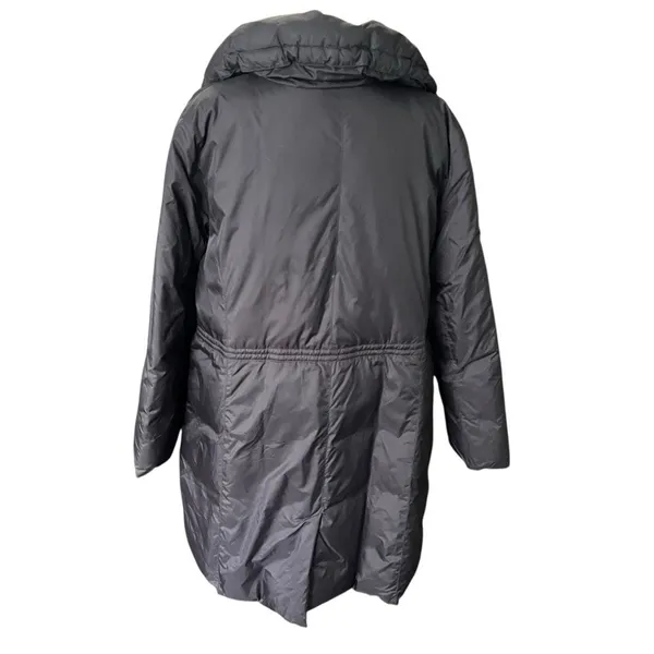 Eileen Fisher Long Down Puffer Coat Eggshell Gray Stand Collar Size L - Image 8