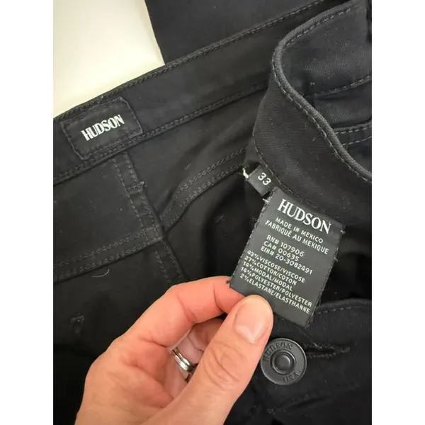 Hudson Nico Mid Rise Super Skinny Jeans Black Sz33 - Image 6
