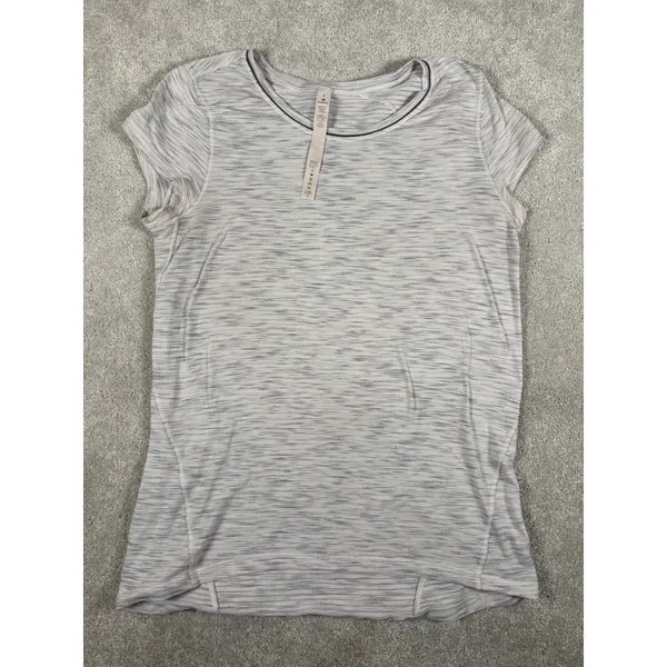 Lululemon Another Mile Short Sleeve T-Shirt Relaxed Fit Space Dye Gray Sz 4 Soft - Image 5