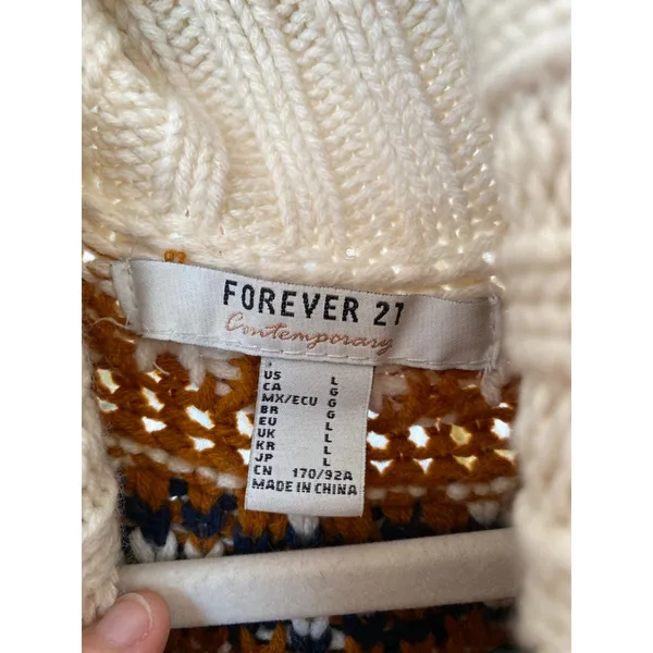 Forever 21 Fair Isle Turtleneck Fringe Knit‎ Sweater Americana Quiet Luxury Cozy - Image 7