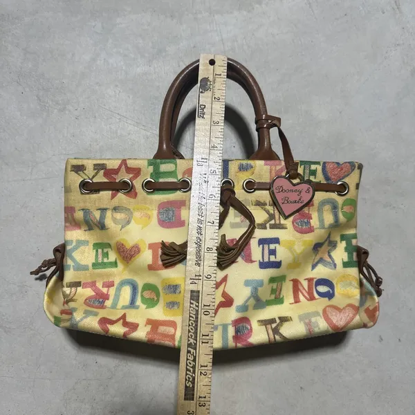 Vintage Dooney & Bourke Coated Graffiti Tote Purse Y2K Handbag Leather Straps - Image 3