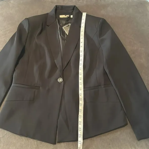 Women’s Black 2 Piece Pant Suit One Button Formal Office Wedding Size L NWT - Image 7