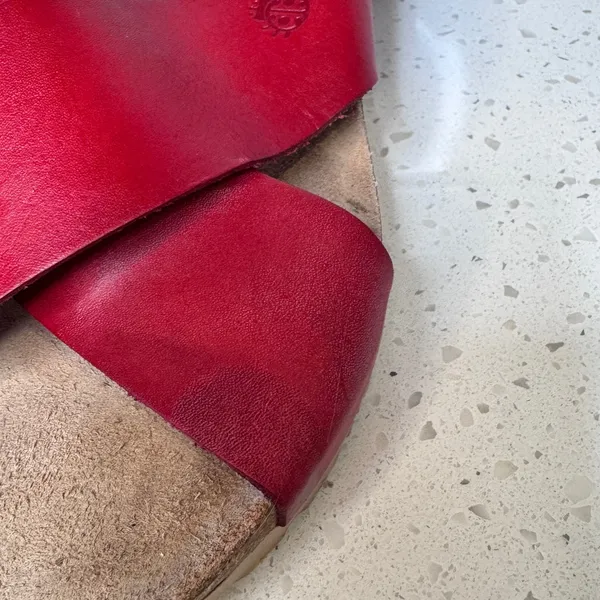 Yokono Red Leather Crisscross‎ Wedge Sandals Womens Size 9 Made in Spain - Image 3
