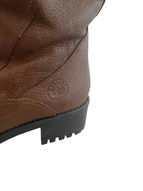 Santana Canada Tall Brown Leather Boots Sherpa Lining Rugged Outsole Size 8 - Image 6