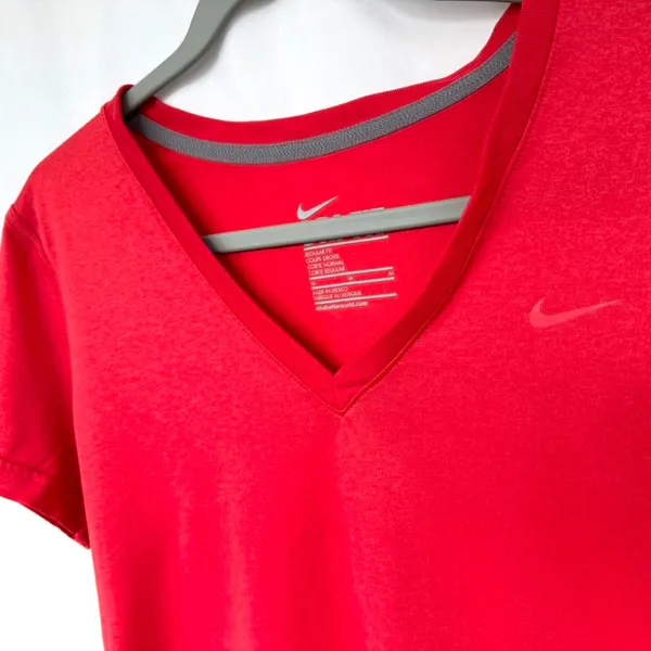 Nike | Dri-Fit V-Neck Shirt | Red | Size M - Image 2
