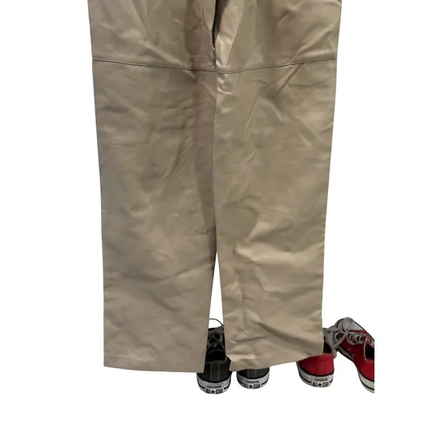 Wayf Faux Leather Pants Beige High Waisted Straight Leg XS NWT Trendy Minimalist - Image 8
