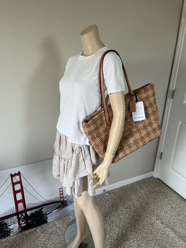 Coach City Tote Bag With Gingham Print - Image 7