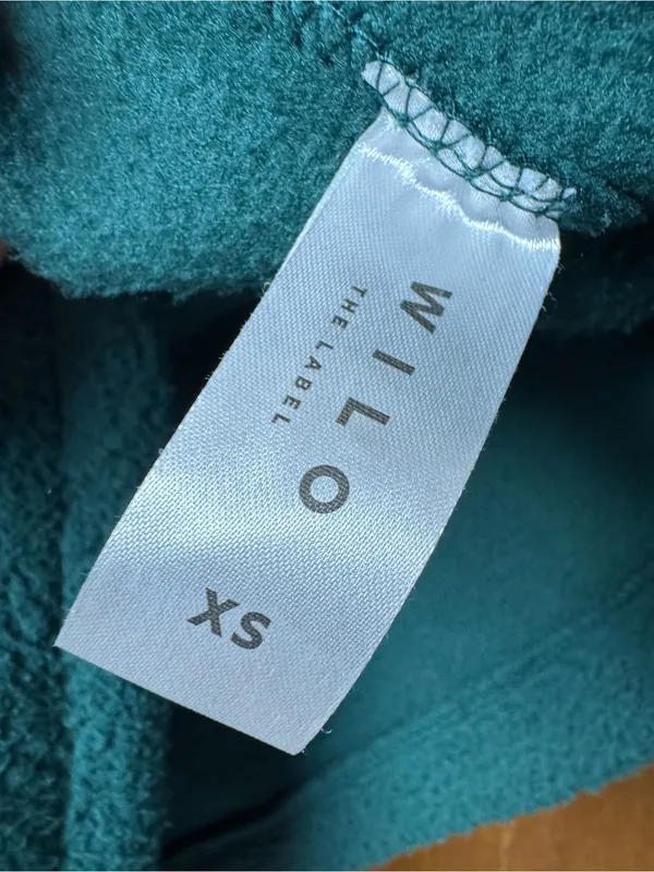 Wilo The Label Cozy Cosy Fleece Pullover Sweatshirt Teal/Marigold Green XS - Image 9