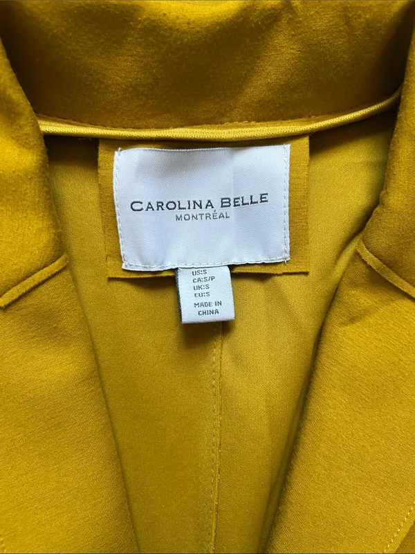 Carolina Belle Mustard Single-Breasted Long Trench Coat - Image 2