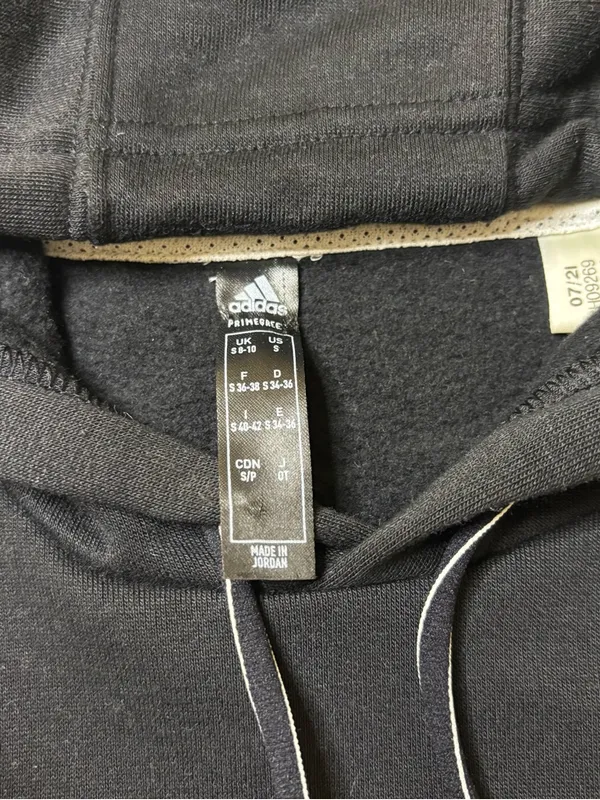 ADIDAS Black Pullover Hoodie with Contrast Drawcord cropped - Image 2