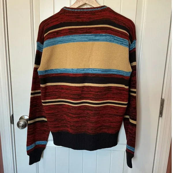 Vintage Montgomery Ward Western Knit Sweater Large Red/Black - Image 3