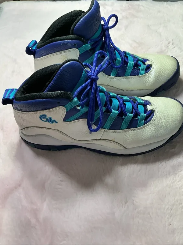 Jordan Kids White, Royal Blue & Teal High-Top Sneakers b78 - Image 3