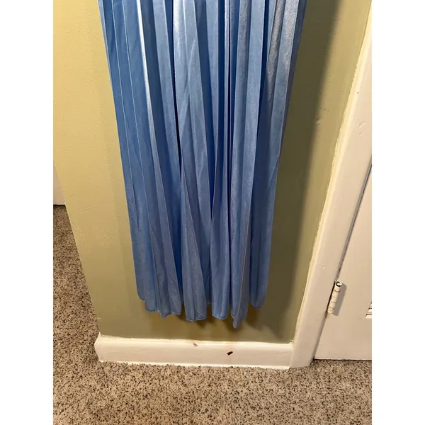 Women's Size Medium Strapless Maxi Dress Plisse Pleated Light Blue Corset Back - Image 5