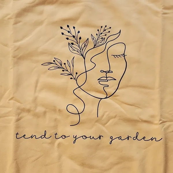 -807 "Tend to your garden" long sleeve Bohemian sweatshirt pullover yellow Large - Image 4