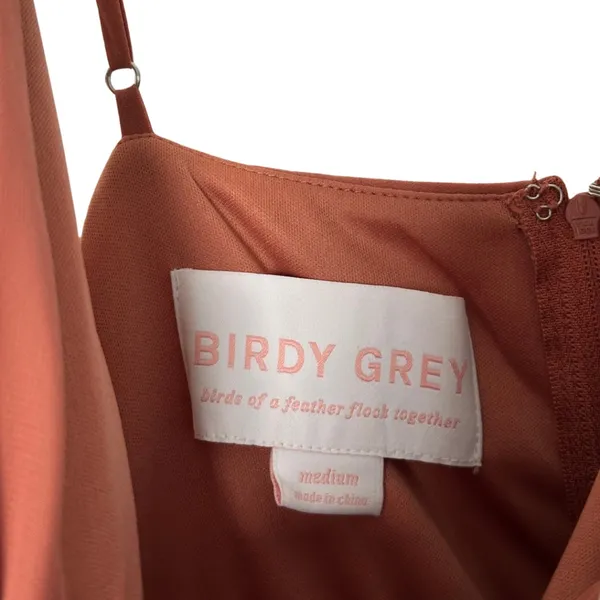 Birdy Grey Rust Orange Chiffon Dress (Size Medium) - Image 3