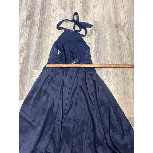 Lulus Effortless Grace Navy Blue Organza Halter Midi Sizes XL NEW. - Image 5