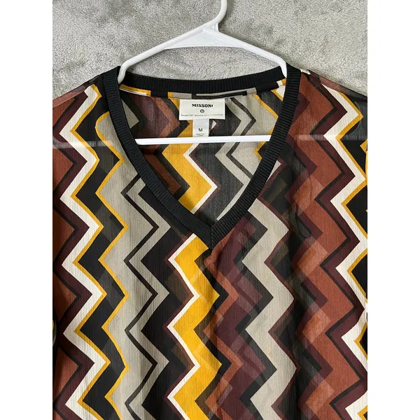 Missoni X Target Chevron V Neck Blouse Medium Retro Mod Geometric Knit Eclectic - Image 2