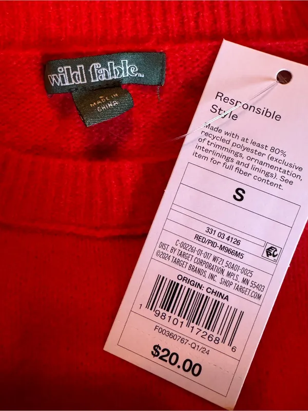 wild fable Bright Red Cropped Crewneck Sweater - Image 7