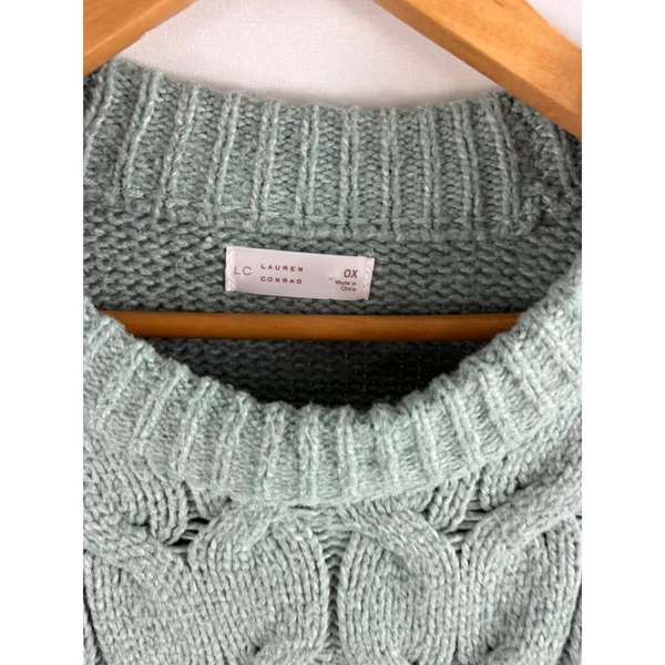 LC Lauren Conrad Cable Knit Mint Green Sweater Size 14W - Image 4