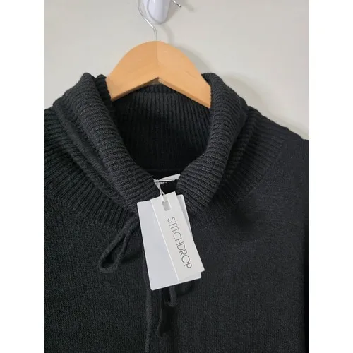 Stitchdrop Black Cowl Neck Sweater Dress Long Sleeve Kangaroo Pocket Large NEW‎ - Image 6