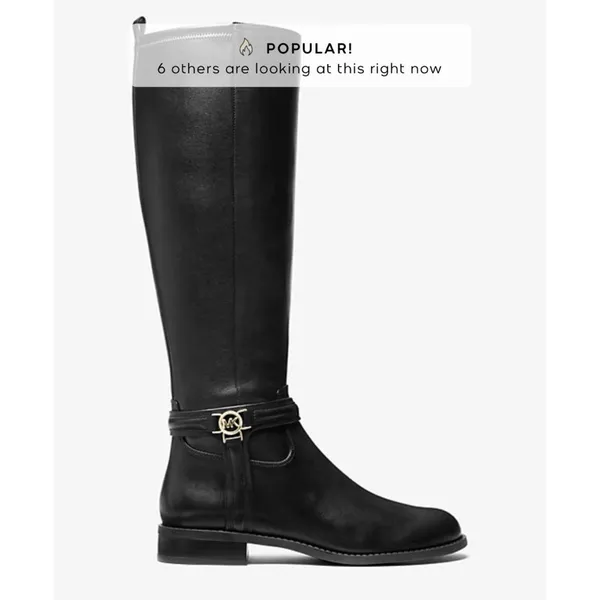 Michael Michael Kors Mindy Flat Leather Boot Black Womens 8 M - Image 2