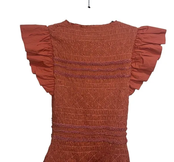 NEW NWT Madeline Smocked Midi Dress Clay - Image 11