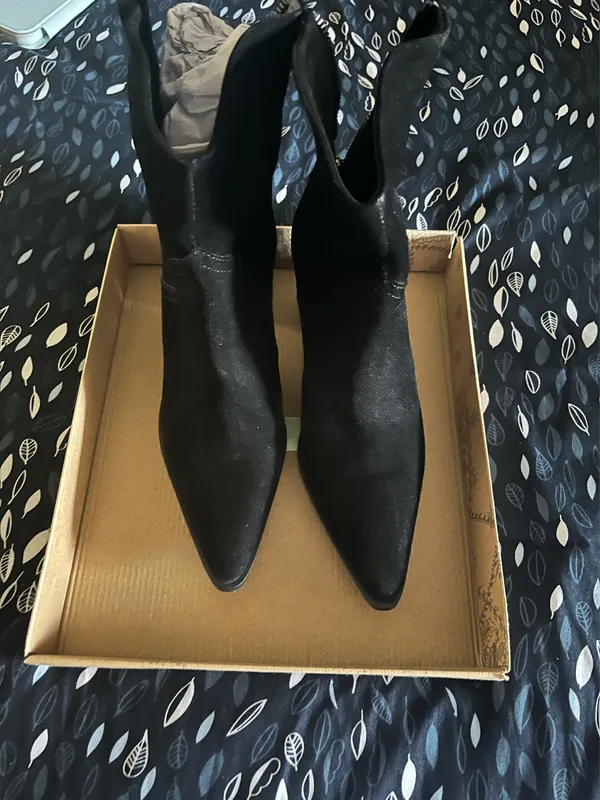 EUC once Zara black real suede cowboy boots - Image 2