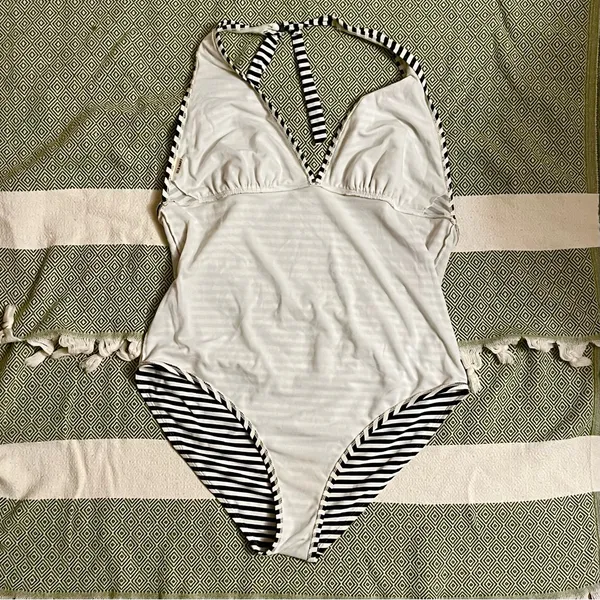 Old Navy•B&W Striped Halter One-Piece Sz XL - Image 6