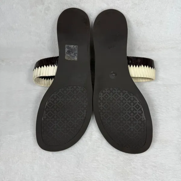 Tory Burch Woven Leather Toe Loop Flat Sandals Brown Cream Size‎ 7 - Image 10
