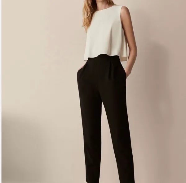 Massimo Dutti NWT Black & Ivory Sleeveless Jumpsuit | Size 4 - Image 2