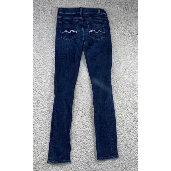 7 For All Mankind Roxanne Jeans Women 25x31 Low‎ Rise Dark Wash Slim Fit Stretch - Image 3