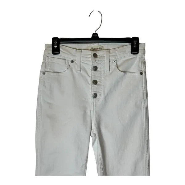 Madewell Jeans Women 27 White Denim Button Fly 10 Inch High Rise‎ Skinny Crop - Image 4