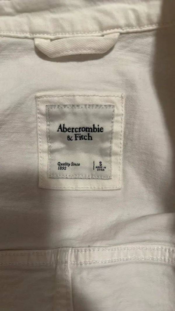 Abercrombie White Denim Cropped Jacket - Image 2