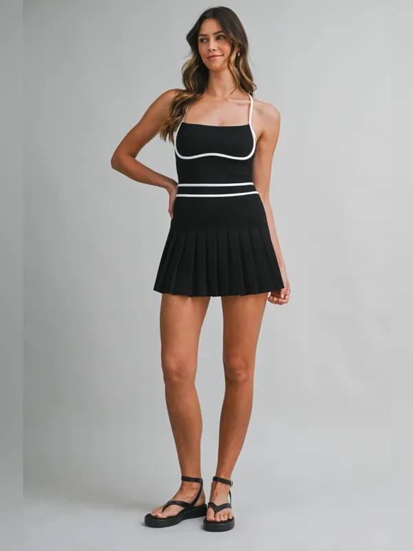 SCUBA SQUARE NECK SLEEVELESS MINI DRESS WITH SHORTS Large - Image 2