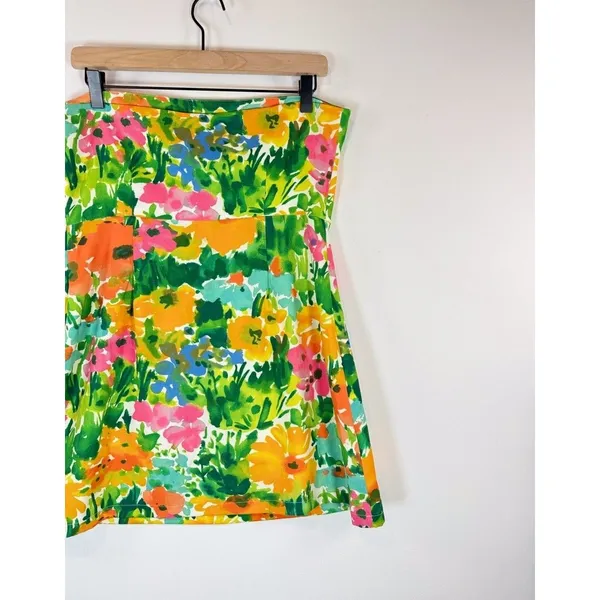 With Jean Womens Dress Green Lala Splice Floral Mini Strapless Tube Boho Large - Image 7