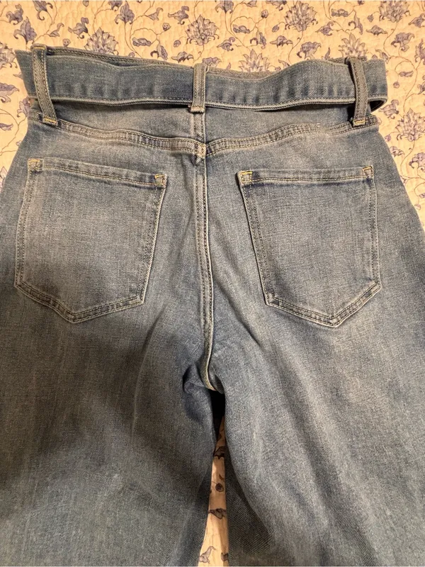 Banana Republic Womens 26 Blue High-Rise Wide Leg Belt Denim Jeans Stretch Boho - Image 4