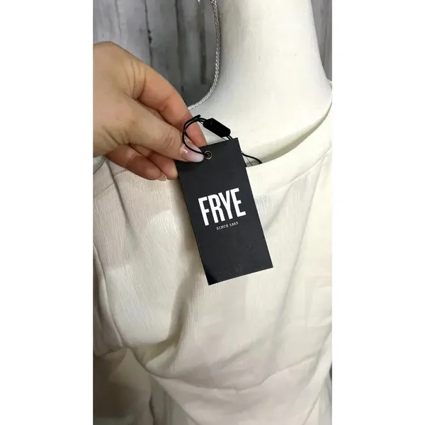 NWT Frye‎ Women's Lace-Up Bell Sleeve Blouse Ivory Size Small Casual Spring - Image 5