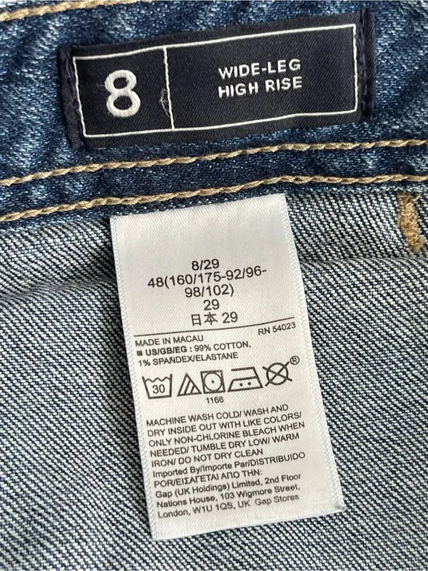 GAP Wide Leg High Rise Women's Cop Jeans Size 8 Medium Blue - Image 8